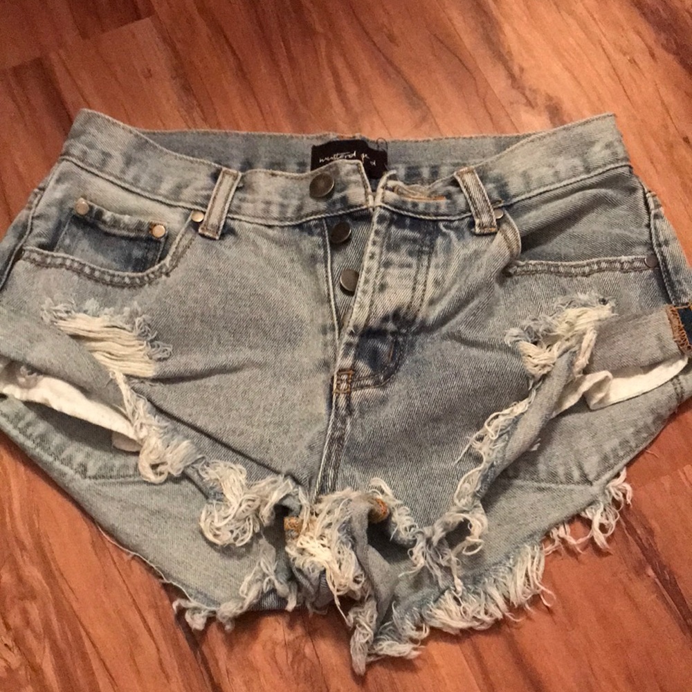 Mustard seed denim shorts